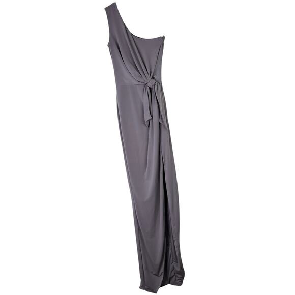 Nookie Aphrodite Gown One Shoulder Tie Waist High Slit XS Purple Gray Dress - Picture 1 of 9